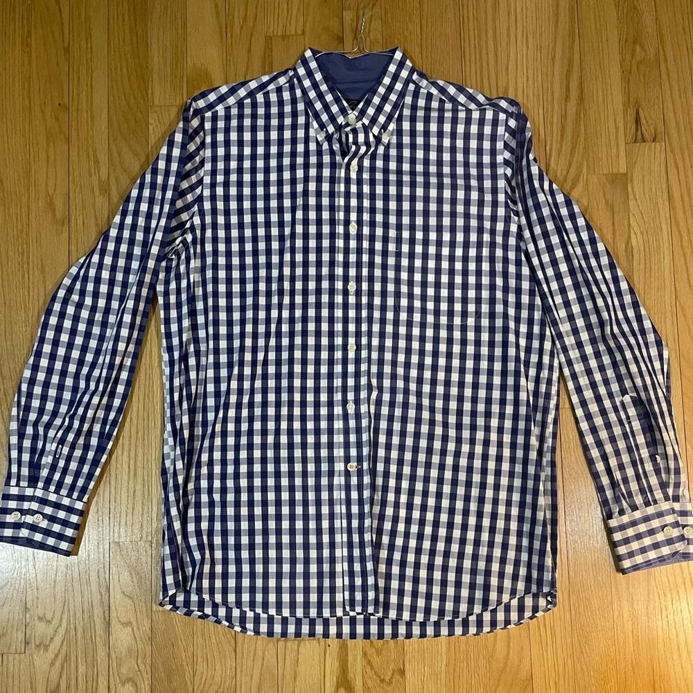 Anrau Navy and White Checkered Button Down Shirt